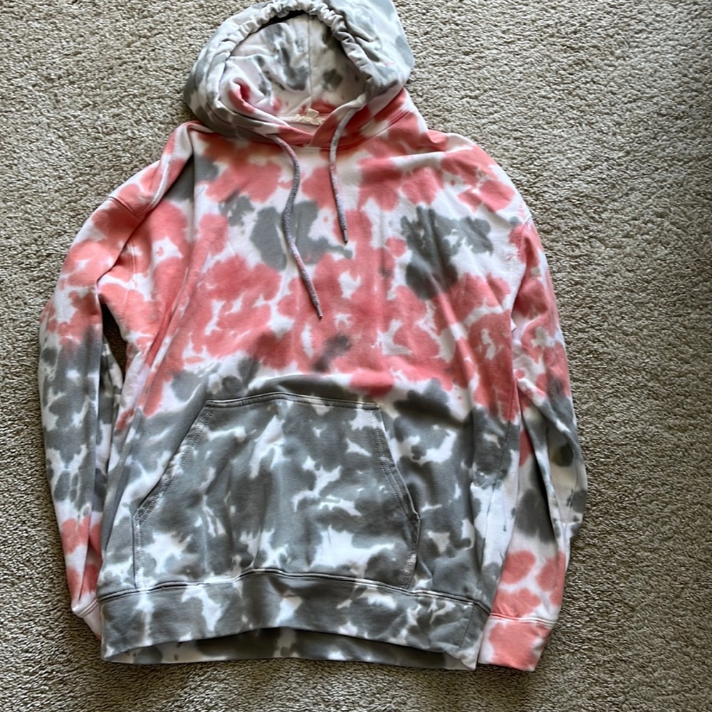 Salmon and Gray tie dye women’s hoodie size S